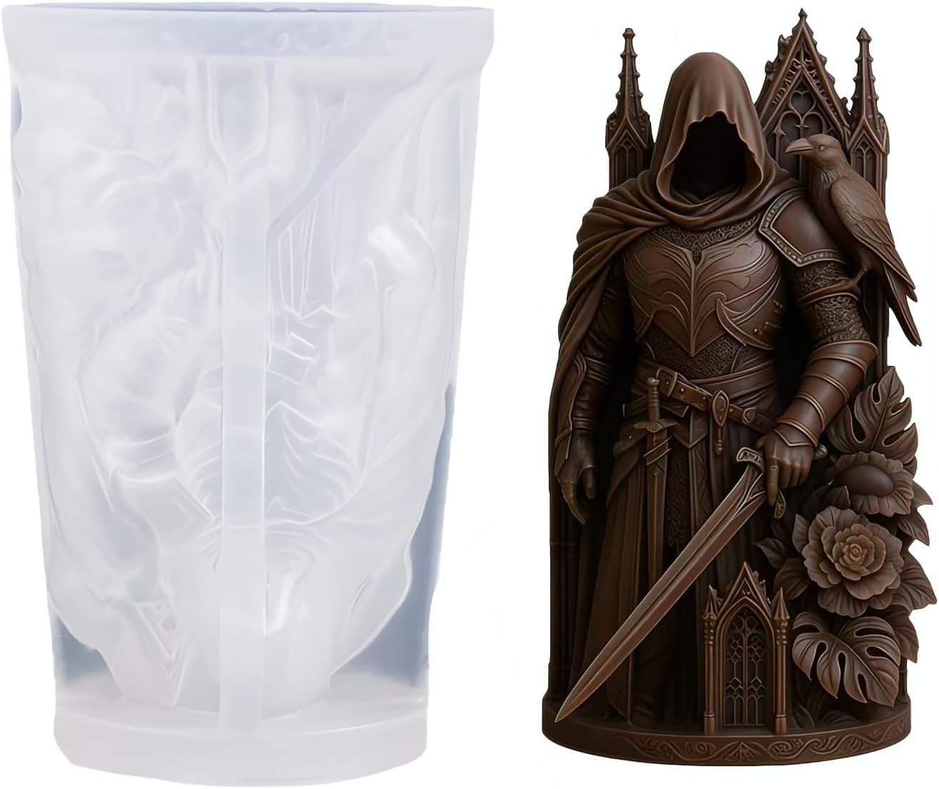 Silicone Knight Candle Mold 3D Raven Knight with Crow for Candle Making DIY Epoxy Resin Casting Mould Gothic Decorative Home Decor Gifts Soap Craft Supplies-image-40