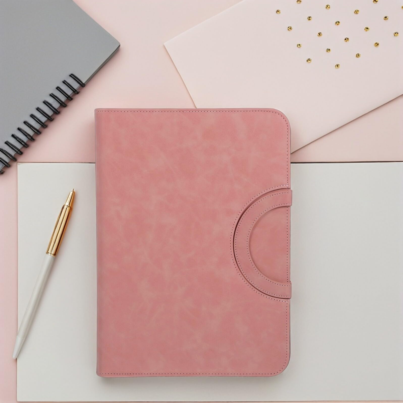 Bolsa Organizadora de Documentos para con Cremallera y Asa, Color Rosa Espejo, Carpeta para Reportes Médicos y Pruebas de Embarazo, Libro de Recuerdos para Maternidad