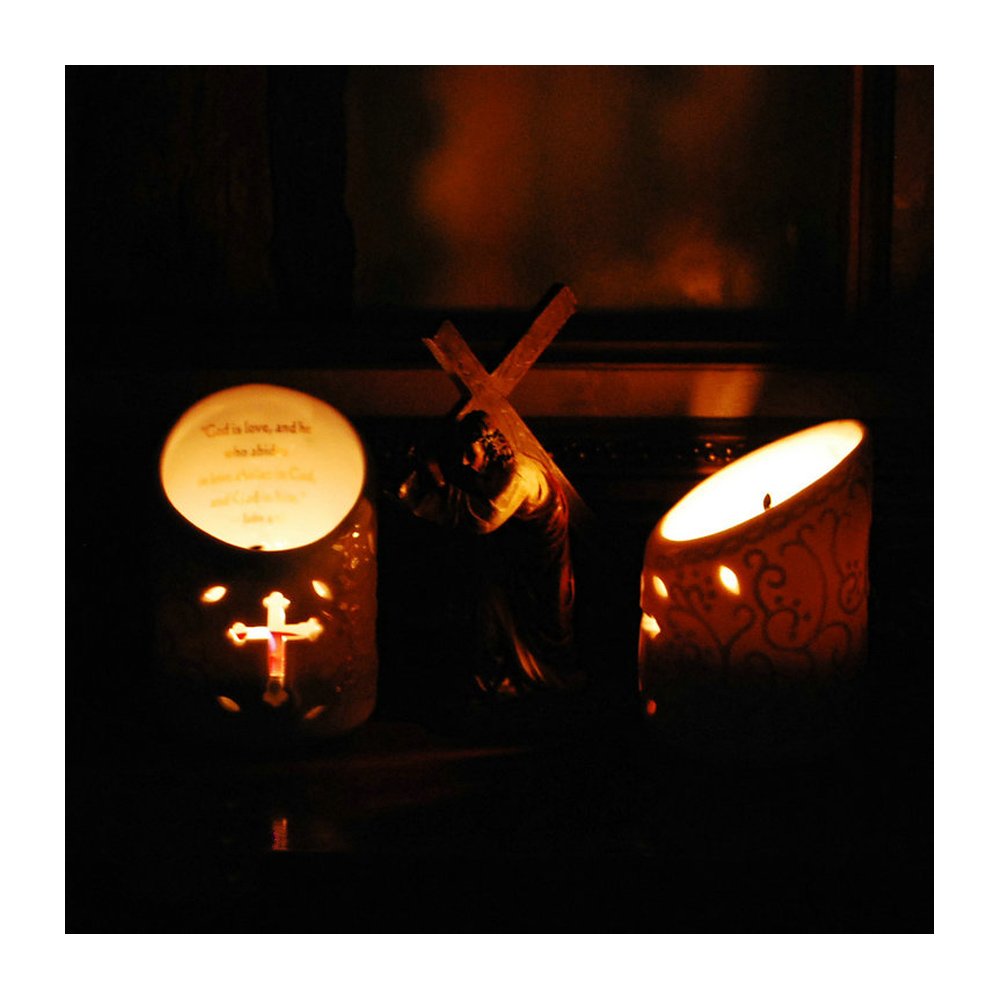 Buy Cosy YcY Ceramic Candle Holder, Set Of 2 Ceramic Christian Cross