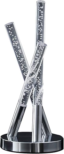 Miniatura 2 de Ore International HBL2617 14.5 "en Carina Moderno 3 Acrílico Vertical Pierna Stix Led Plata Metal Lámpara de Mesa