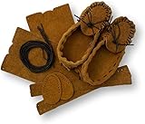 Moccasins Making Kit - Handmade Moccasins Kit - DIY Leather Moccasin Craft Project - Miscellaneous Brown or Tan Colors (Men's 9 / Women's 11 - Suede)