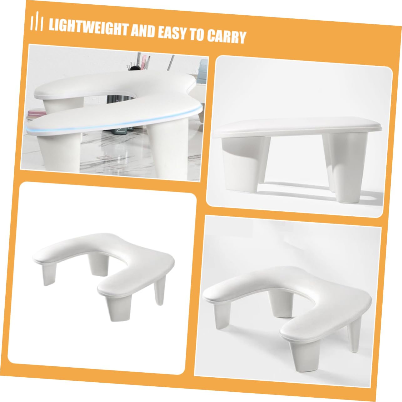 Cuscino Manicure a U per Mano, Supporto Bianco in Pu Plastico | Struttura e Smontabile, Inclinazione Ergonomica, Adatto per Scrittura e Disegno