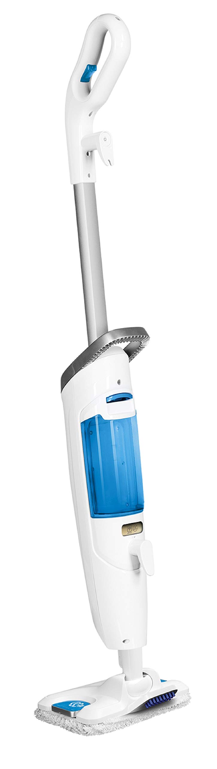 Rowenta Steam Power RY6557WH - Escoba de vapor con mopa para suelos duros, 3 ajustes y cepillo para suciedad incrustada, sistema antical y fácil de almacenar, elimina el 99 % de gérmenes, fácil uso