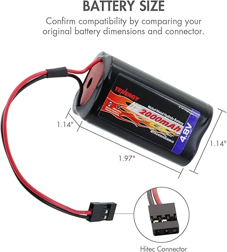 Miniatura 3 de Tenergy NiMH receptor RC batería con conectores Hitec 48V 2000mAh batería Futaba de alta capacidad paquete de batería recargable cuadrado para