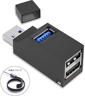 USBハブ 3ポート 直付 USB3.0+USB2.0コンボハブ 超小型 usbハブ USBポート拡張 高速 軽量 コンパクト 携帯便利 ノートPC他対応 Mac Linux、Windows用 (ブラック)