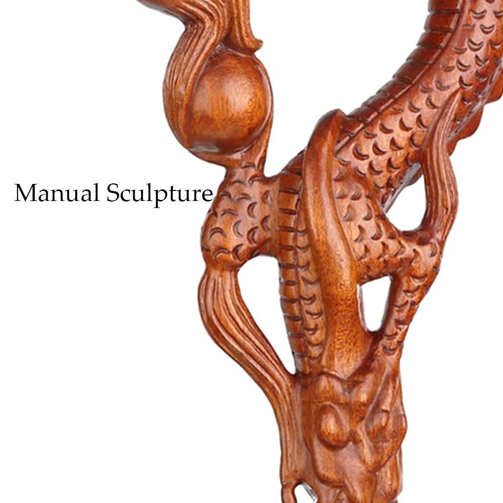 Amazon.co.jp: 滑り止めベースの杖を備えた天然木製杖手動彫刻（Color2