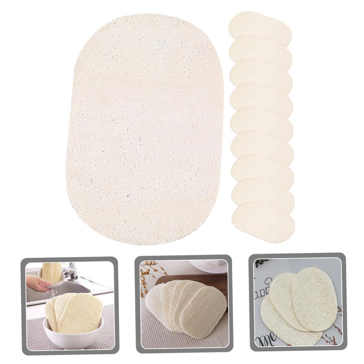 Alipis 5 Set Luffa per Lavare I Piatti Spugna della Loofah Naturale Asciugatutto Strofinaccio Cucina Strumenti per Il Lavaggio della Vasca Spugne Lavapavimenti Bianca 10 Pezzi * 5