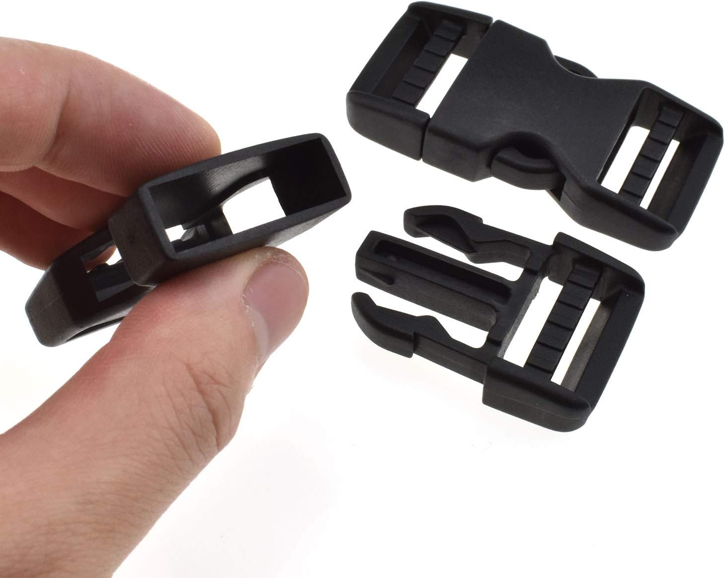 SGH Pro Quick Side Release Buckles 1" Wide 5 Pack Dual Adjustable No Sewing Clips Snaps Heavy Duty Plastic Replacement for Nylon Strap Backpack Fanny Pack Nylon Webbing Belt Dog Collars