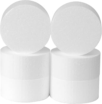 Crafare 4 inch Foam Circles for Crafts 6 Pack 2Inch Thick Polystyrene Round Foam Discs for Lollipop DIY Cake Model Making Sculpture Party Centerpieces Projects Decorations