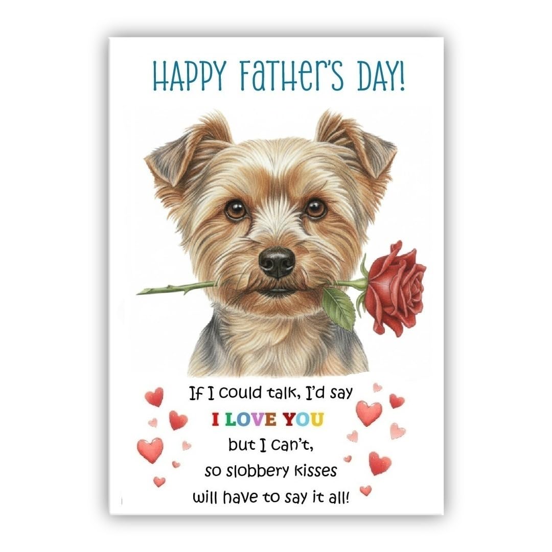 Father’s Day Card From the Dog. Adorable Fathers Day Pet Card. Many Breeds Available. (• Yorkshire Terrier beige – Yorkie – York Terrier)