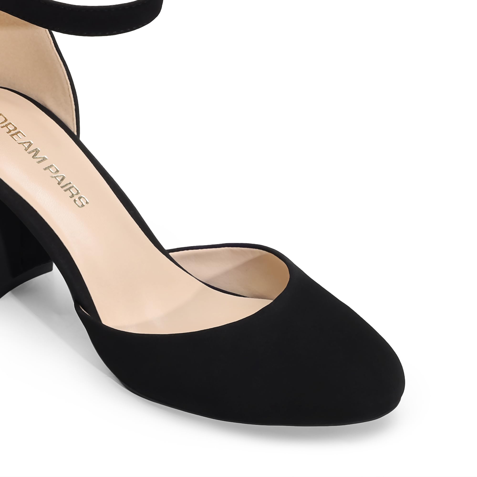 DREAM PAIRS Damen Pumps High Heels Brautschuhe mit Blockabsatz und Knöchelriemen