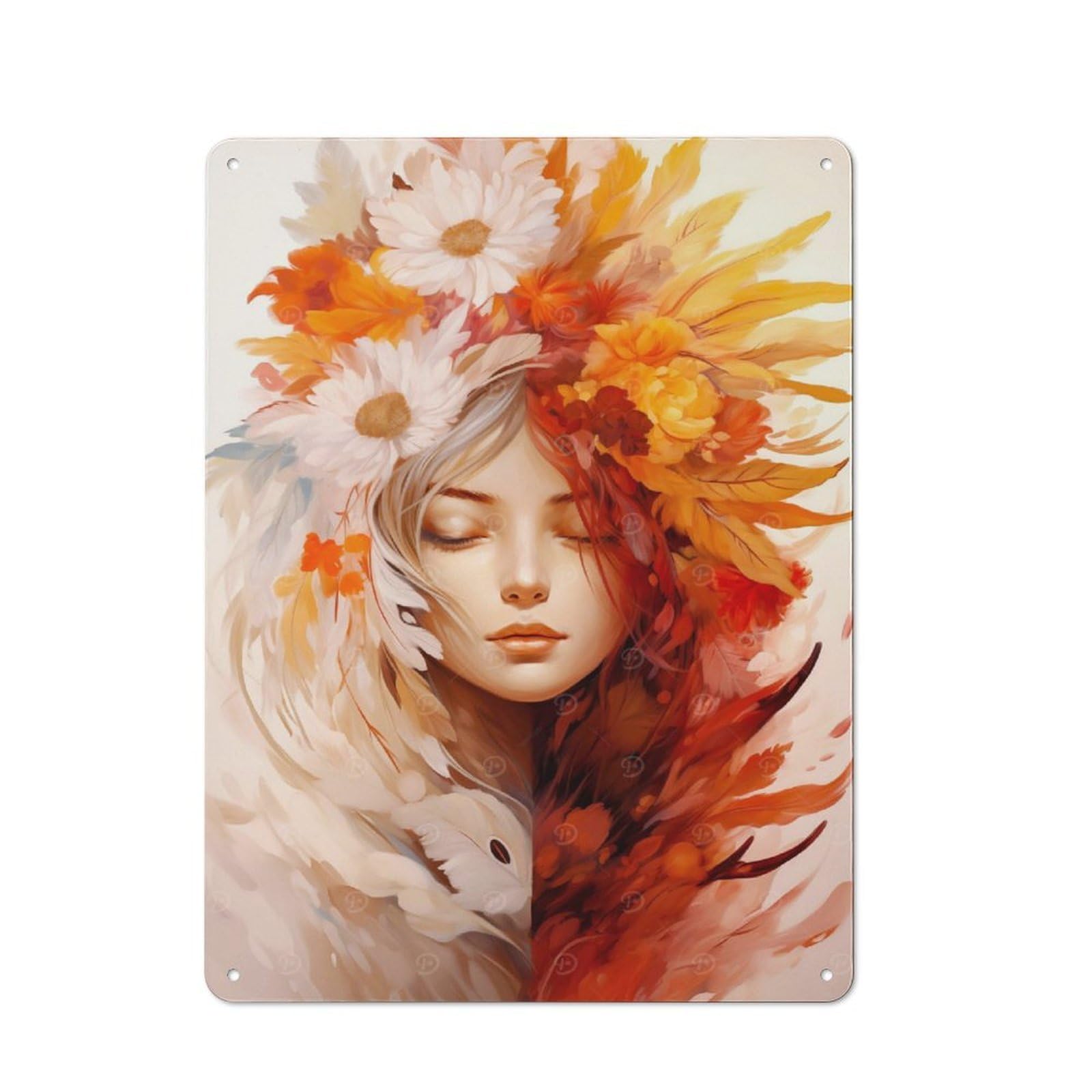 Junmoney Mystic Feathered Beauty Rustic Tin Sign 40X30cm For Café Or Home Bar, Suited To Hospitality Decor Collectors