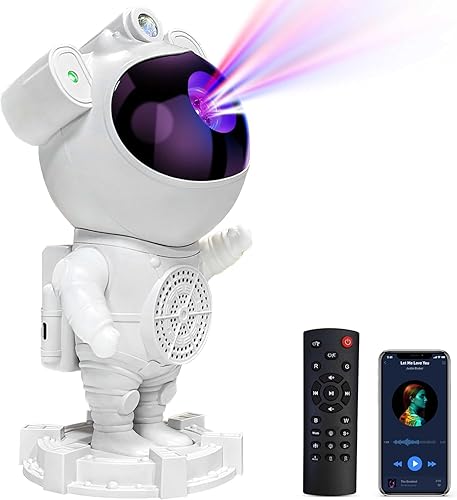 Proyector astronauta de galaxia, proyector de estrellas, altavoz Bluetooth, ruido blanco, luces de galaxia de estrella y luna para dormitorio con