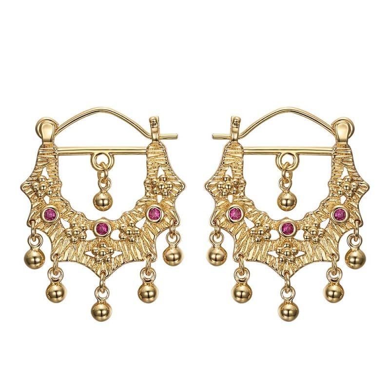 BOBIJOO Jewelry - Boucles d'oreilles Gitanes Savoyardes Perla Or Rose Saphir