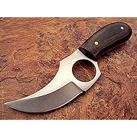Poshland SK-396, Custom Handmade Full Tang 440c Stainless Steel Skinner Knife - Beautiful Green Canvas Micarta Handle Cover