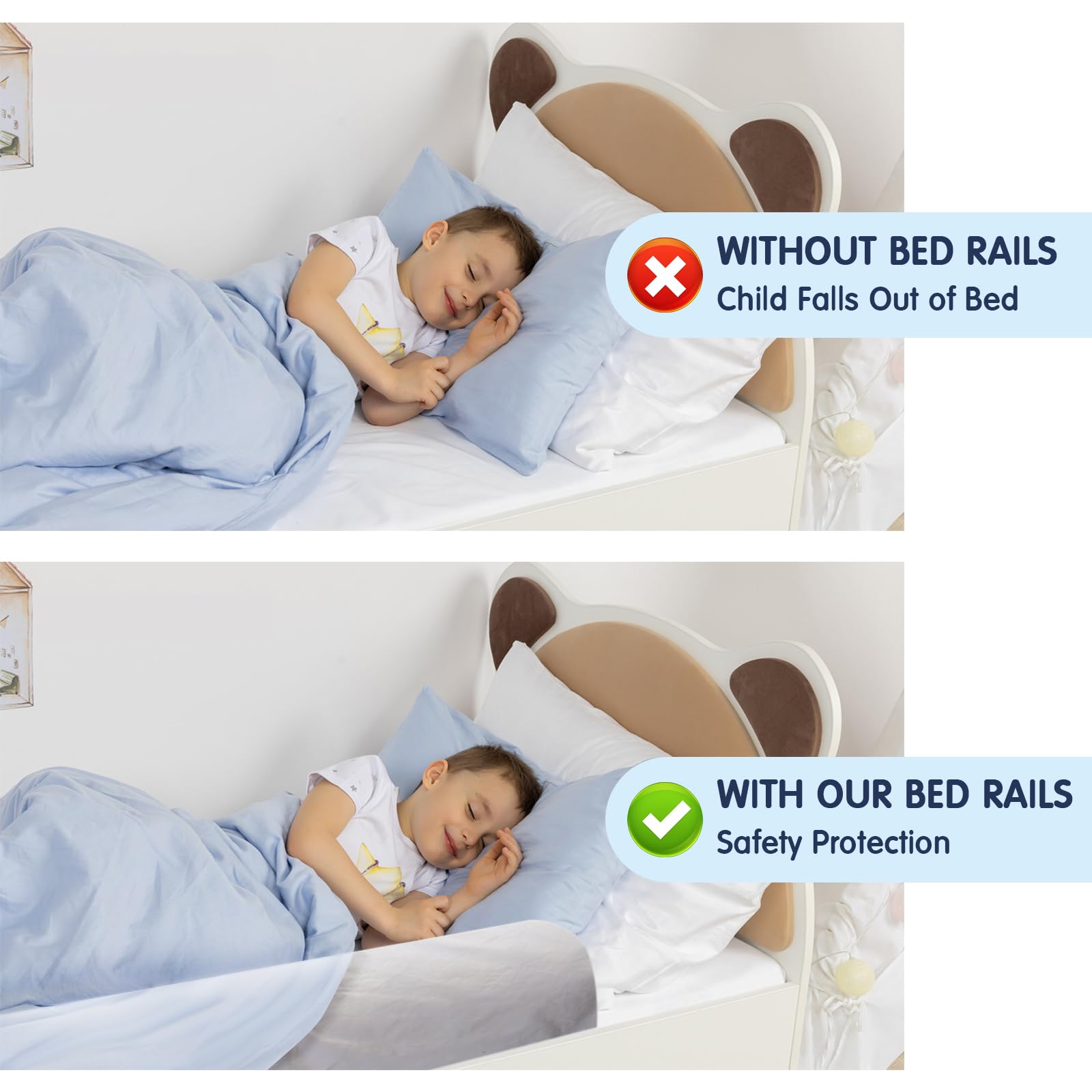 LIROPAU 2-Pack Barriera di Sicurezza per Letto Bambino, Barriere da Letto Gonfiabili per Bambini, Sponda Barriera Letto Bambini, Paracolpi Lettino per Letti Singoli, Matrimoniali, Queen e King Size