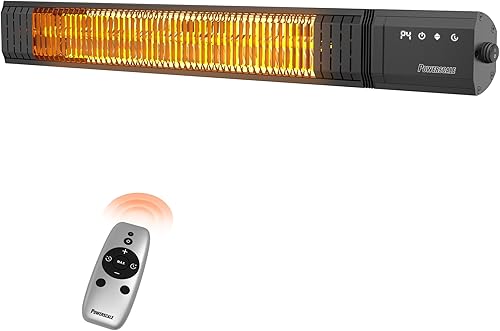 Powerscale Calentador infrarrojo de 1500 W con control remoto, función de calor y memoria instantánea de 2.5 segundos, calentador eléctrico para