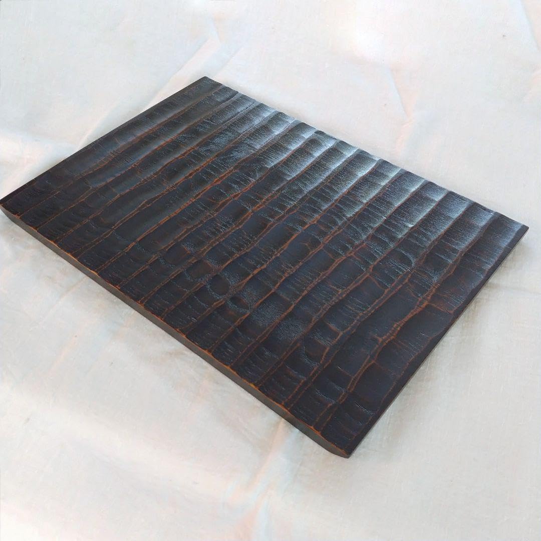 煎茶道大敷盆　④ 瓢型木製敷盆　葉の彫刻 煎茶道大敷盆 ④ 瓢型木製敷盆 葉の彫刻