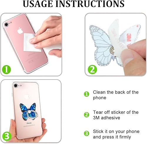 Miniatura 5 de Soporte de anillo de dedo de mariposa para teléfono celular, rotación de 360 grados, agarre de anillo de metal para iPhone, Samsung Galaxy, todos