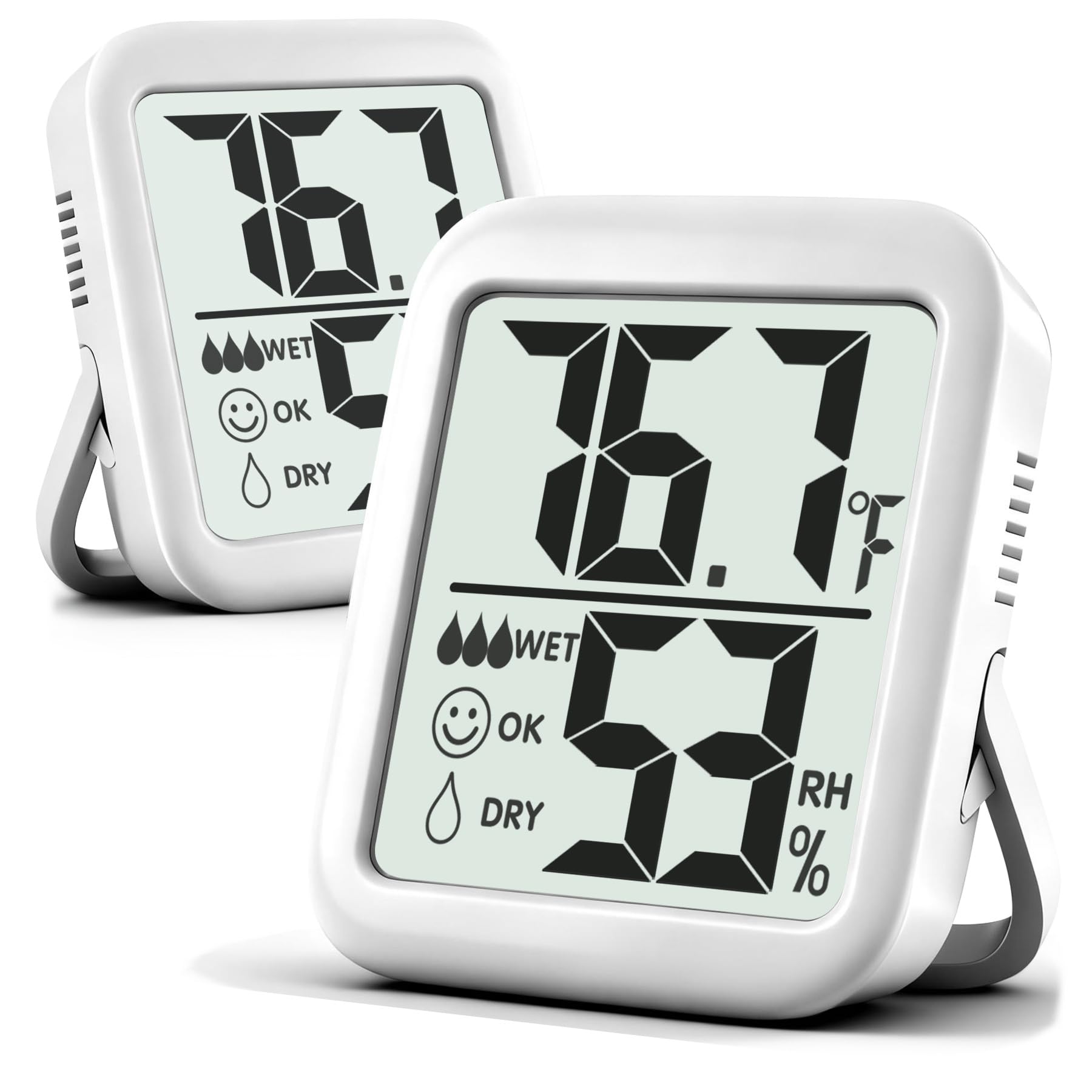 hygrometer indoor 2 pack max digital humidity monitor thermometer & humidity gauge with ultra-large screen, accurate sensor for room, greenhouse, wine cellar, basement, gun safe, bathroom, humidor