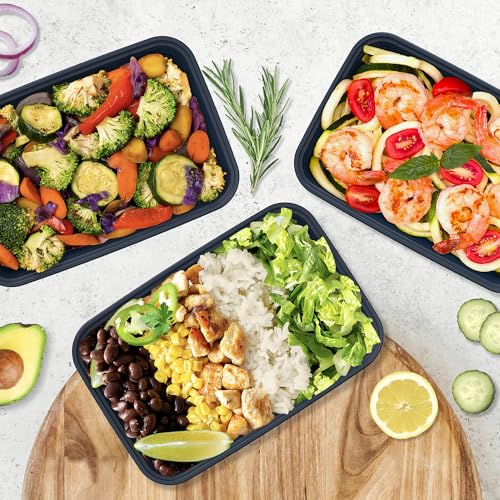 Bentgo Prep - 20-Piece 1-Compartment Reusable Meal Prep Containers with Lids, PFAS & BPA Free Materials, Durable, Microwave, Freezer, & Dishwasher Safe To Go Food Storage (Navy Blue)