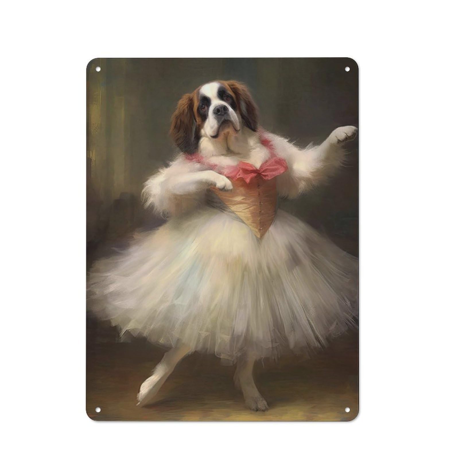 Junmoney Saint Bernard Ballerina Vintage Tin Sign 40X30cm With For Man Cave Or Games Room, Suited To Wall Displays In Games Rooms And Man Caves