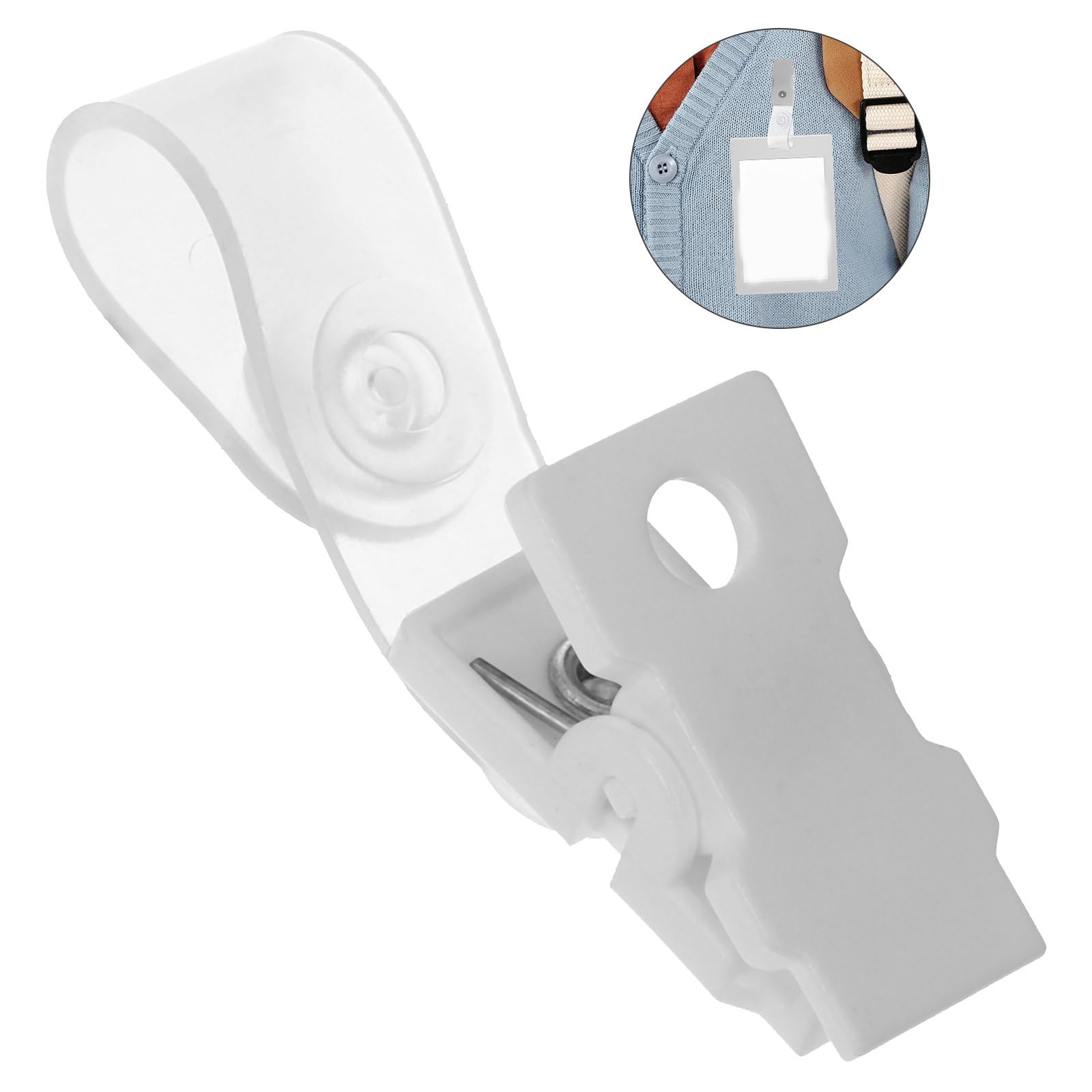 100 Clips Porta Badge in Plastica Pvc Bianco per Badge e Cartellini Identificativi, Multiuso e Portatili, Design Semplice e Delicato, Confezione da 100 Pezzi
