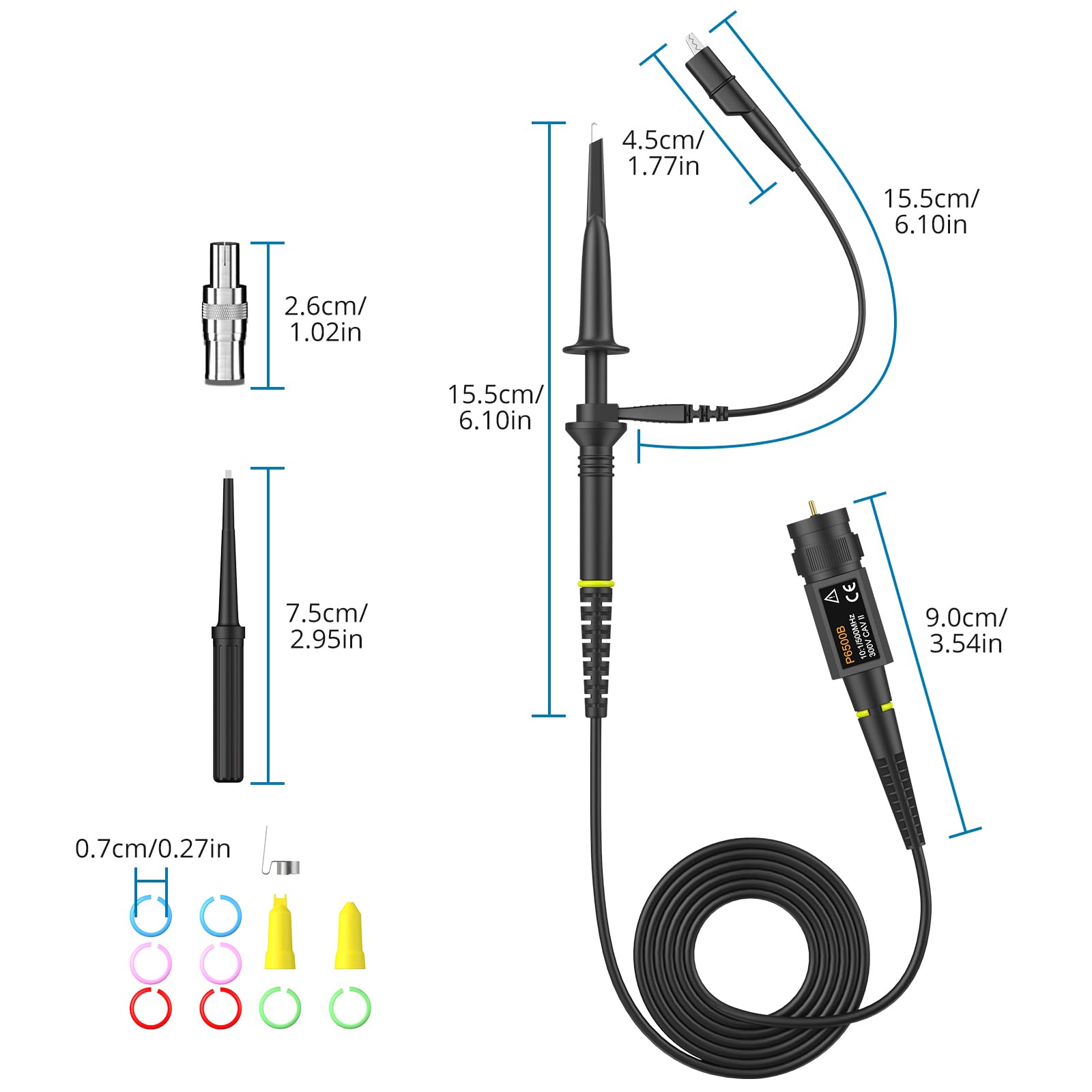AUTOUTLET Osciloscopio Sonda Pasiva Clip 500MHz 10X Alta Precisión con Herramienta de Ajuste Kit de Accesorios