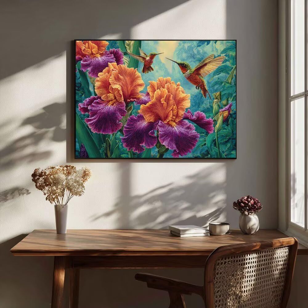 Malen Nach Zahlen Erwachsene DIY Komplettset - Hochwertige Acrylfarben & Leinwand - Entspannendes Kunsthandwerk für Anfänger & Fortgeschrittene - Ideales für Home Deko - Kolibri Motiv (80x100cm) C-215