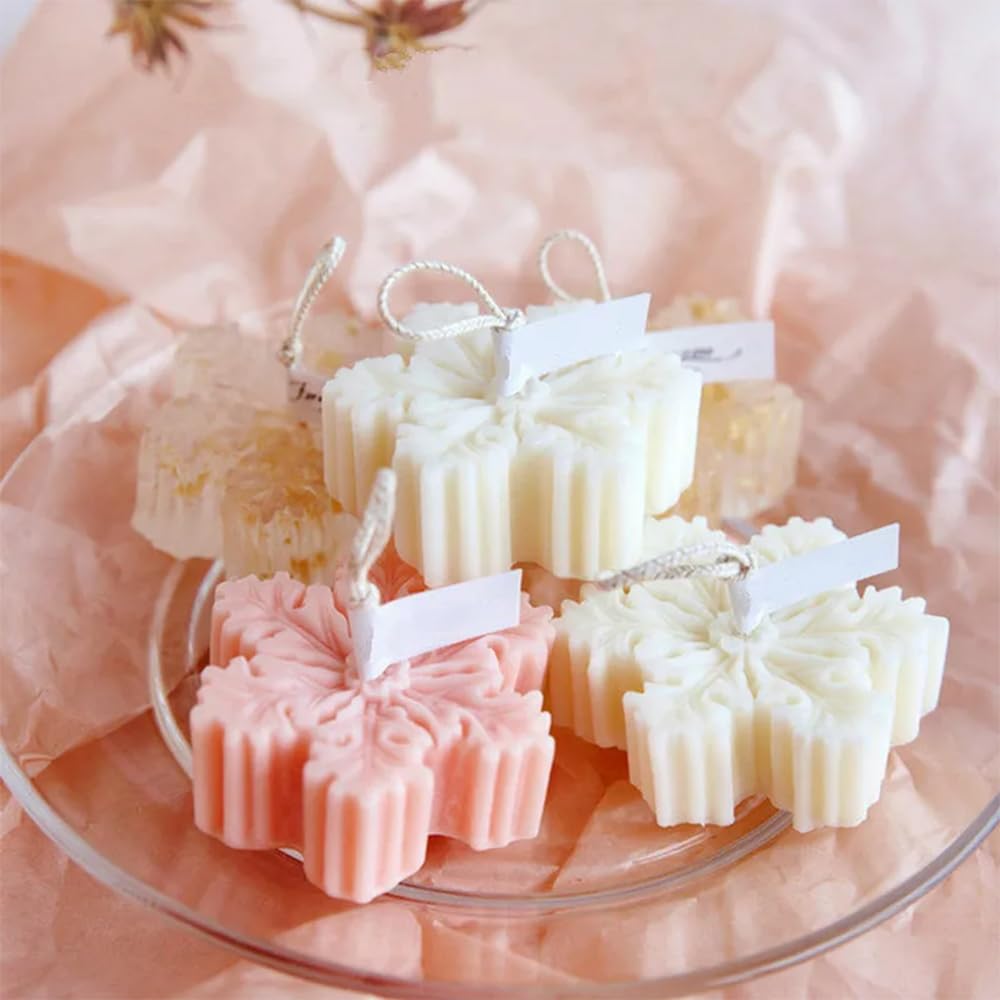 2 Pcs Silicone Snowflake Mold Candle Soap Day Aromatherapy Plaster Candle Decorating Mold Candy Chocolate Making Tools