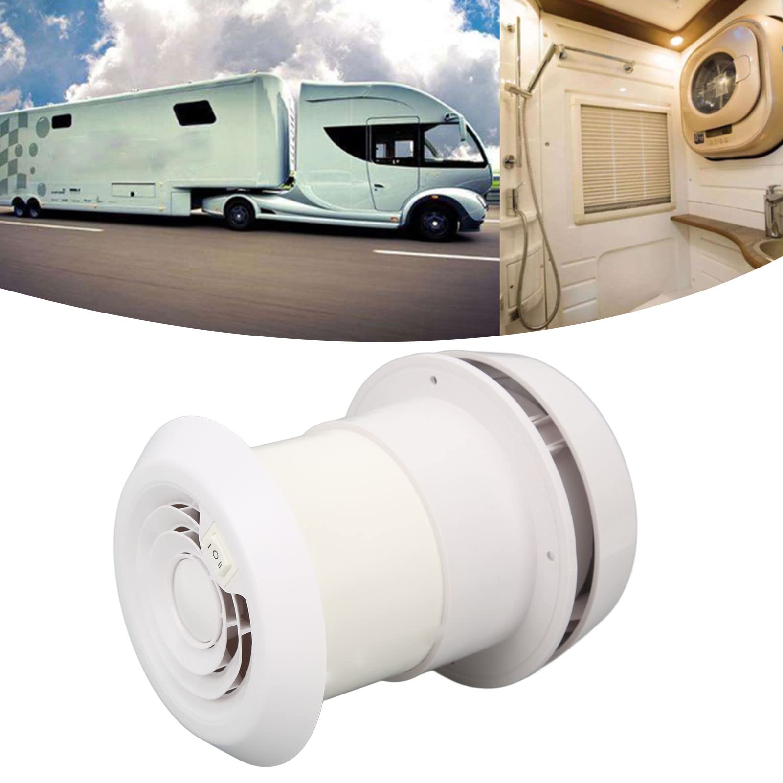 DC12V Motorhome Solar Vent Sent Ven, apertura di ventilazione circolare, soffitto di motori ABS a carico di funghi, adatto per rimorchi di campeggio domestici, roulotte