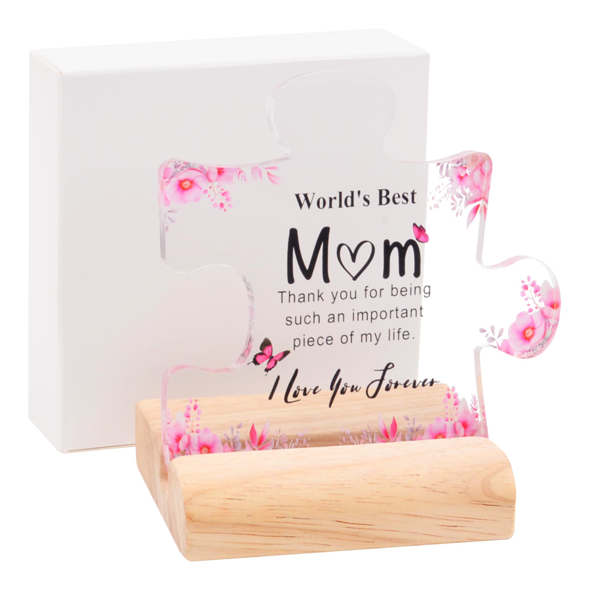 Gifts for Mum Mothers Day Christmas Birthday Gifts Best Ideas Present for Mum Puzzle Piece Acrylic Plaque Gifts to Mum from Son and Daughter You are Best Mum to the World