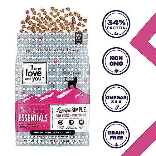Image of I and love and you Lovingly Simple Dry Cat Food - Salmon + Sweet Potato - Limited Ingredients, Allergy Friendly, No Fillers, Grain Free, 3.4lb Bag