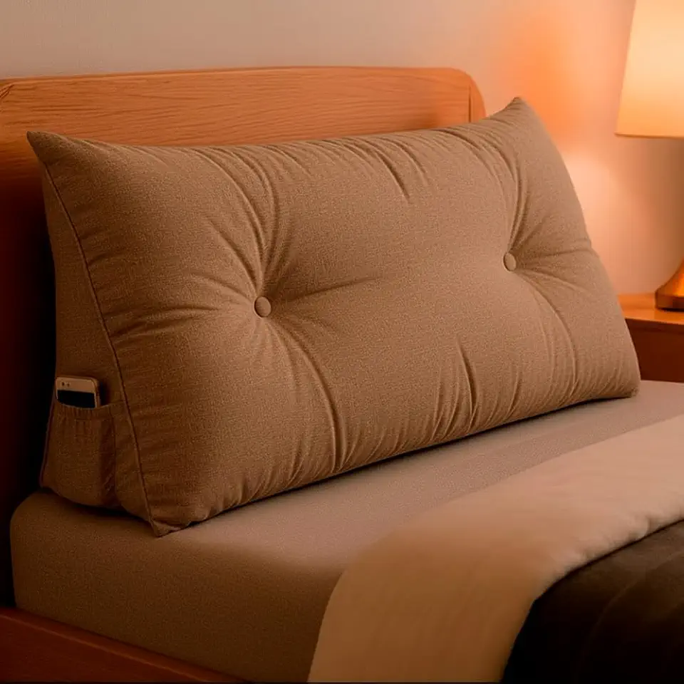 Almofada de Cabeceira Encosto Apoio para Lombar com Bolso Lateral 90x50x20 - BF Colchões