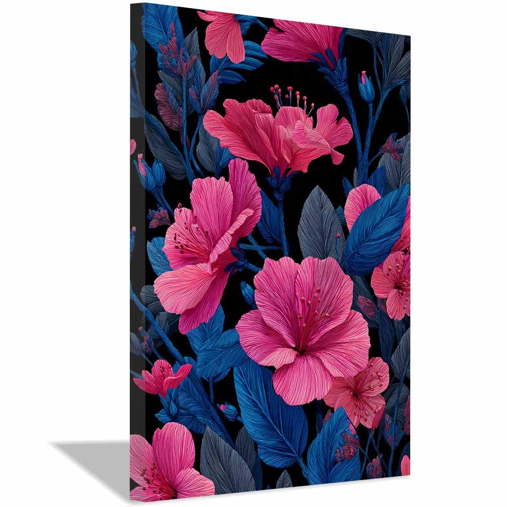 Xeniou Multicolor Flower Posters Bolds Hibiscus Wall Decor Canvas Wall Art, For Bathroom Living Room Bedroom Office Kitchen(Multicolor)-70X100cm Framed