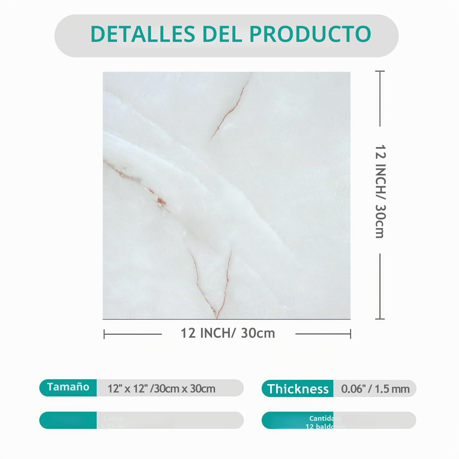 VEELIKE Suelo Vinilo Autoadhesivo Marmol Gris Brumoso Suelo Vinilo Efecto Mármol Blanco Dorado Vinilo Suelo Cocina Suelo Vinilo Autoadhesivo Baño Impermeable Habitación Garaje 30cm×30cm 12 Piezas
