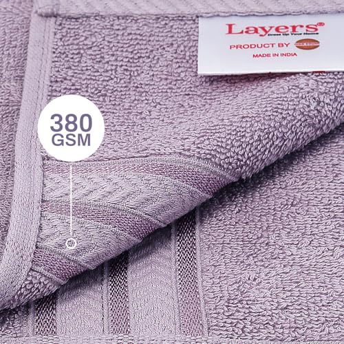 Image of Layers 100% Cotton Gym Towel | 380 GSM Quick Dry & Super Absorbent | Soft, Fade Resistant & Long Lasting | Gym, Yoga, Sports, Travel & Pool | 1 Piece for Men & Women | 50 x 100 cm - Purple