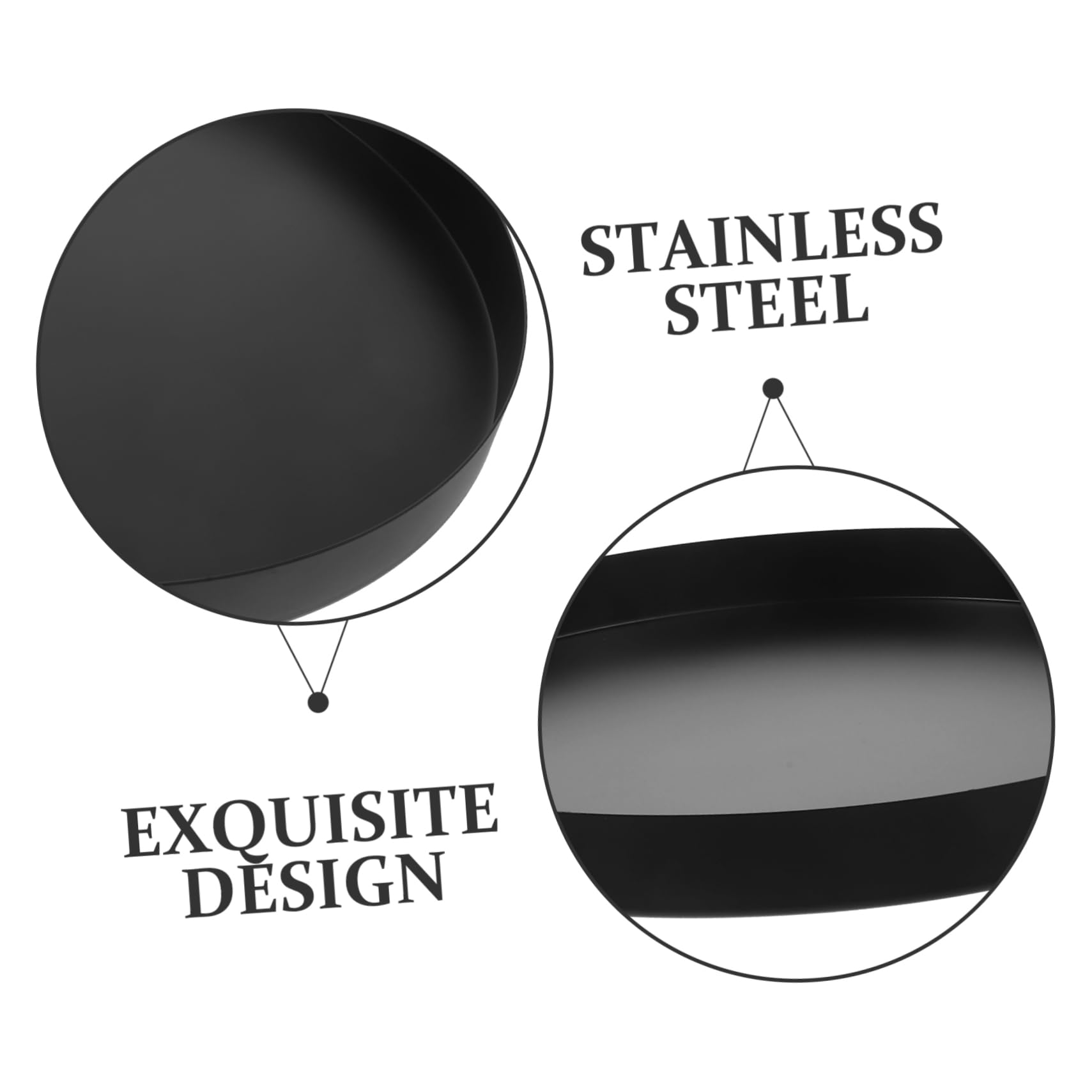 Cabilock Bandeja para Joyas Redonda de Metal Negro de Acero Inoxidable