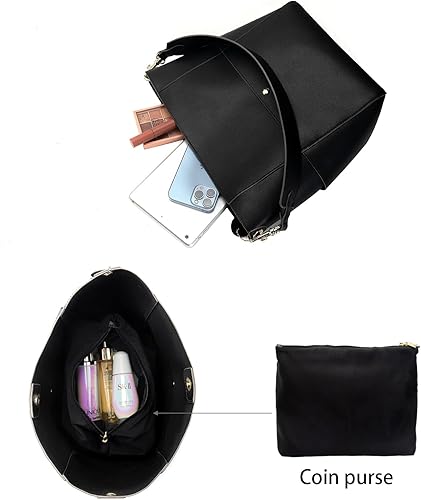 Miniatura 7 de Bolso de mano, bolsos Hobo para mujer, bolsos cruzados de cuero, bolso negro, bolsa de mensajero, bolsa de hombro para viajes