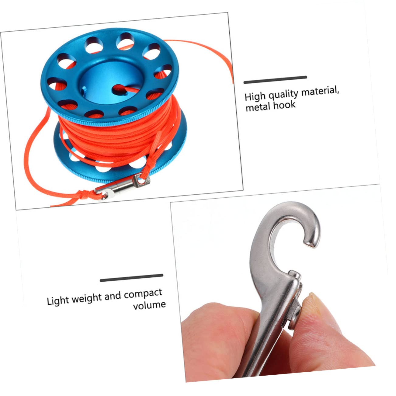 SUPVOX 2sets Diving Reel Snap Clip Compact Scuba Spool Accessory for Underwater Exploration Lightweight and Easy to Use for Diving Enthusiasts Line Included