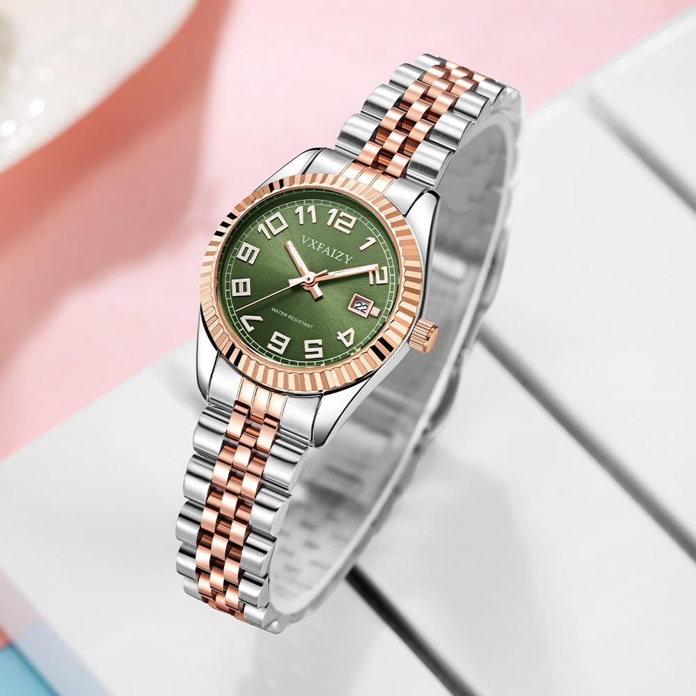 Mujeres Clásico Fácil Lectura Tiempo Reloj Cálendar para Mujeres Resistente a Agua