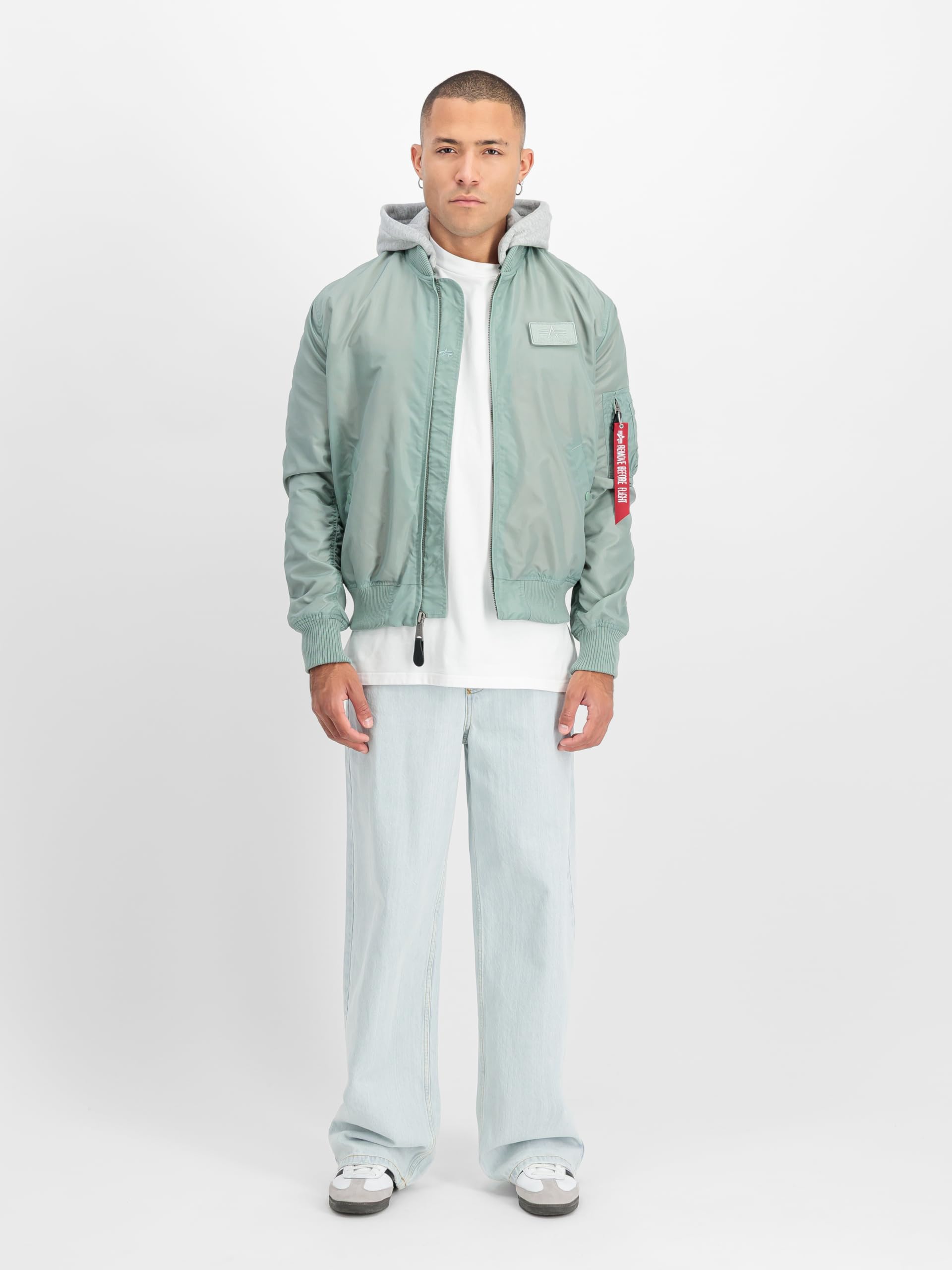 Alpha Industries Herren MA-1 TT Hood Light Bomberjacke, Frost Green, XXL – Ansicht 2