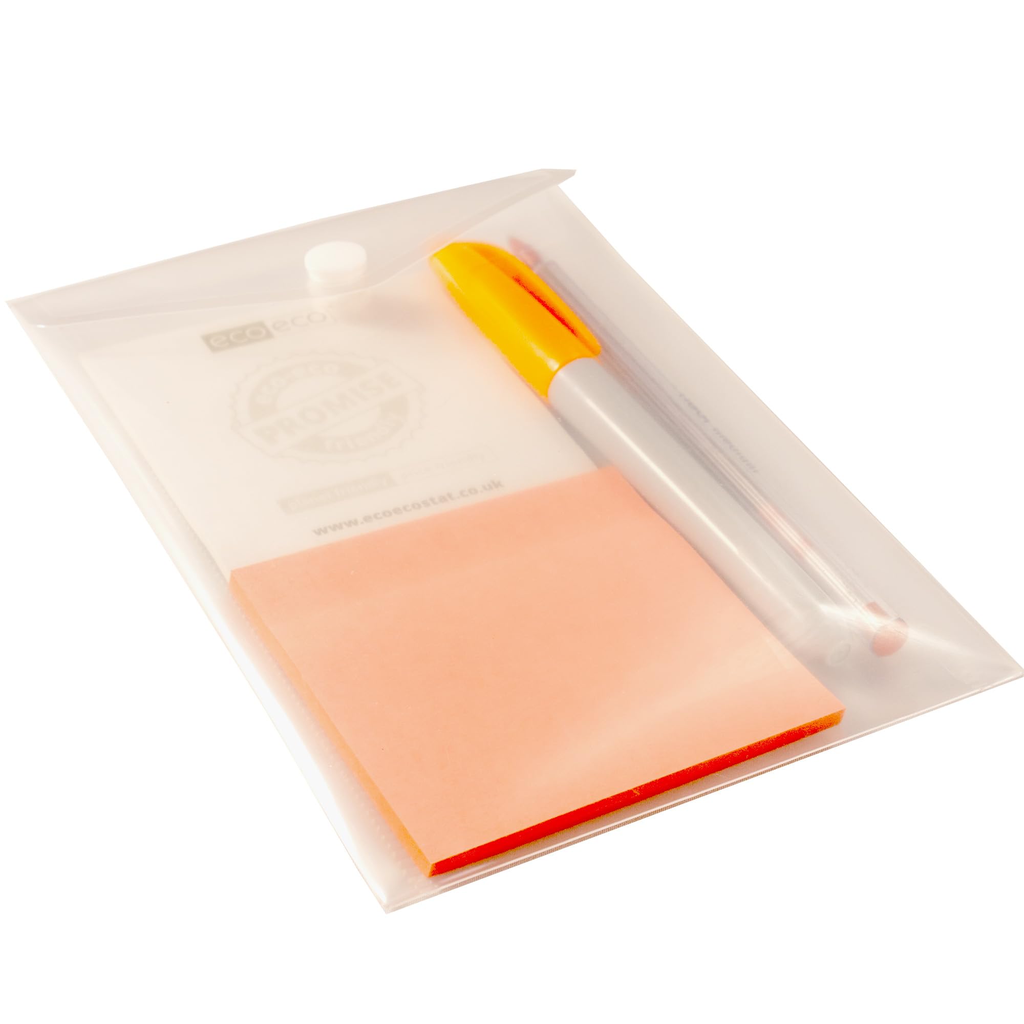 Portefeuilles Transparents A5 à Bouton-pression - Lot De 5, 200 Microns - 95% Matériaux Recyclés - Pour Documents, Classeurs, Bureau - 9