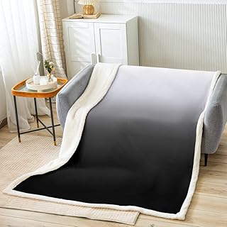 Erosebridal Grey Black Ombre Blanket Gray White Gradient Throw Blanket Modern Abstract Art Sherpa Blanket Bedroom Decor Gift Farmhouse Theme Plush Blanket for Kids Boys Girls Women Men Twin 60