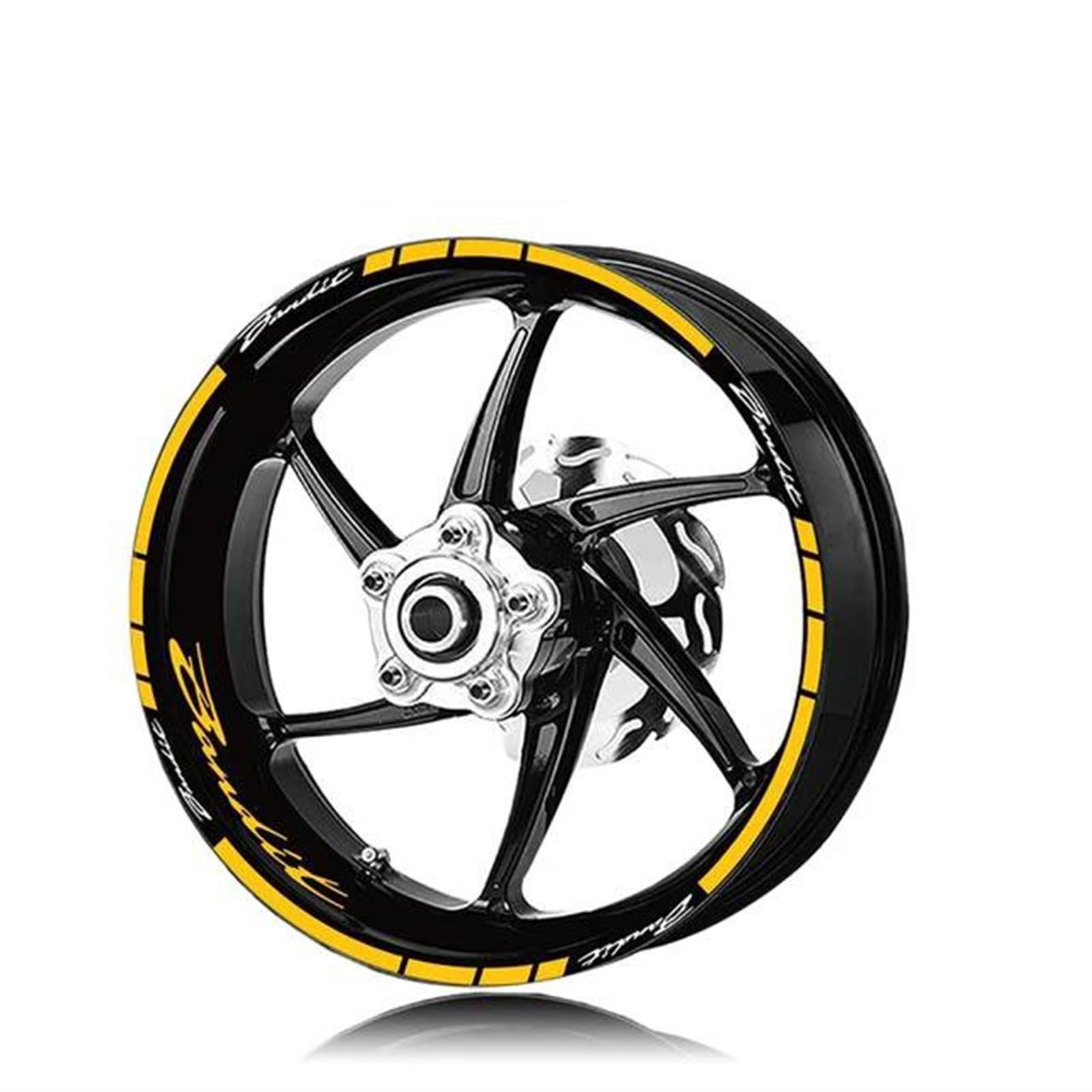 Trottinette Sportive Autocollants Réfléchissants De Roue D'autocollant De Moyeu De Moto pour Bandit 1200 600 Autocollants De Jante De Décoration De Pneu(Yellow)