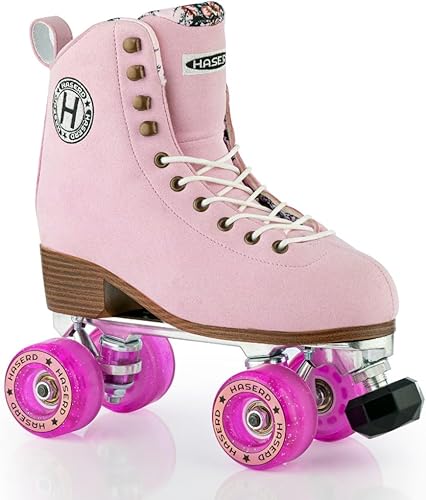 Miniatura 4 de HASERD Patines para mujeres y niñas, patines para pista, patinaje artístico y rítmico, para interiores y exteriores, zapatos clásicos de doble fila