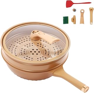 Microwave Pressure Cooker Multifunctional Pottery Clay Non-Stick Micro Pressure Pot with Basket&Spatula Steam Boil Bleach Fry Integrated Miniature Pressure Cooker for All Kinds of Stoves