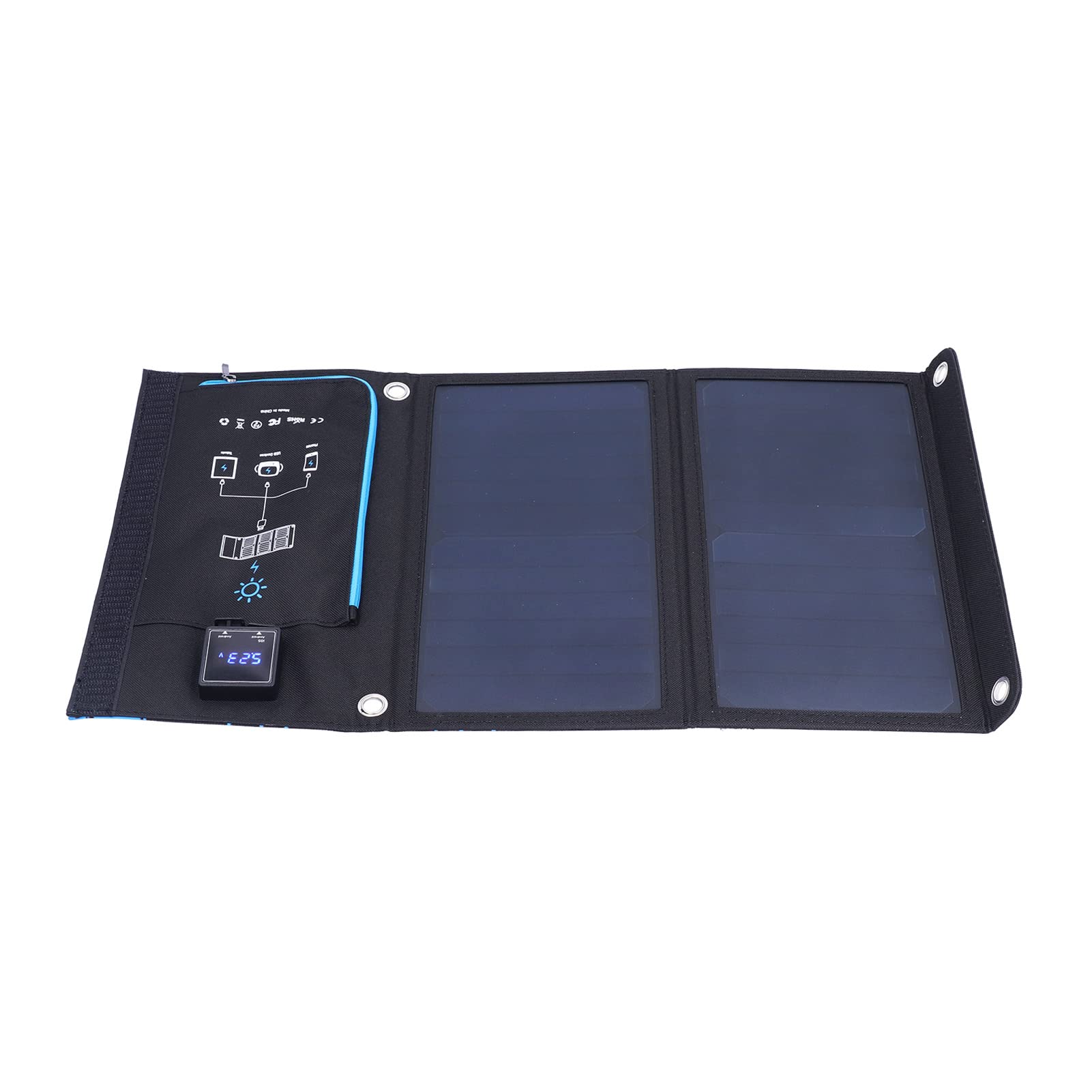 Marhynchus Bolsa de Cargadores Solares, Banco de EnergíA Solar Portátil de Goma de Tela ABS con Panel Plegable de 15 W, USB Dual 5 V 2,5 A, 520 X 290 Mm para Acampar, Senderismo, Viajes, Teléfono,