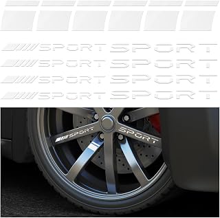 14 Pcs Car Decal Stickers, Auto Sport Emblem Reflective Stickers, Racing Sport Logo Waterproof Decals for Car Truck Wheel Rim Stripe Rear Bumper and Mirror Laptop Decoration (White)