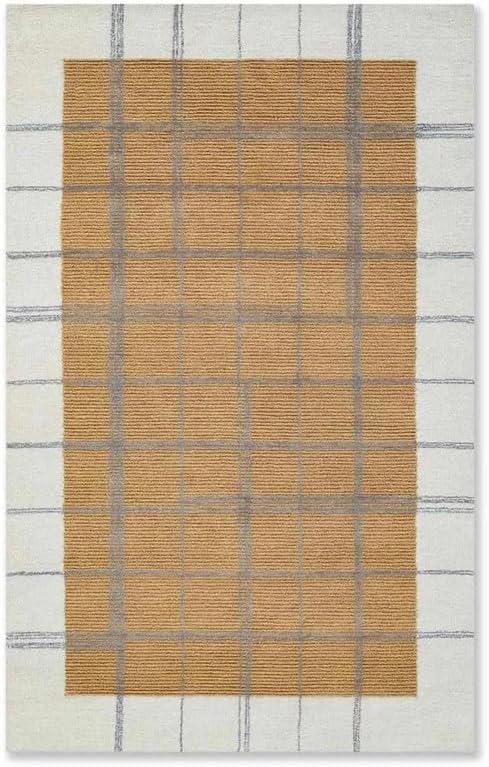 10x14 Ft Hand Tufted Wool Area Rug, Modern Abstract Wave Line Pattern Grey & White Design, Premium Handmade Carpet for Living Room Bedroom & Home Décor